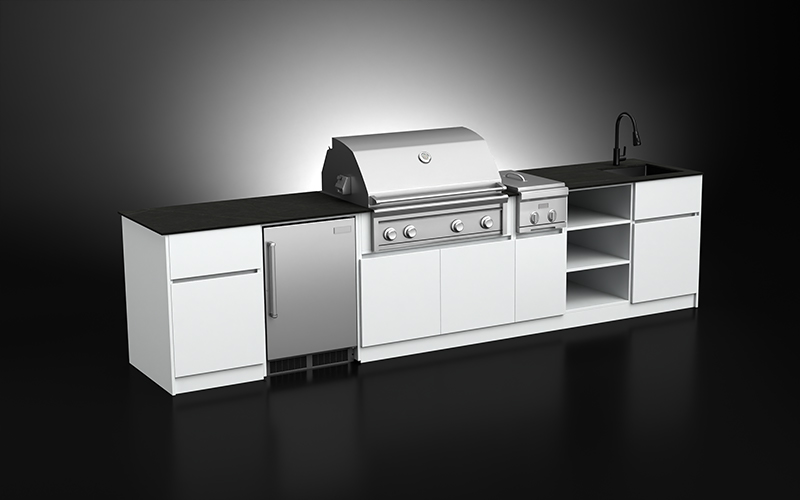White-Color-Extruded-Aluminium-Outdoor-BBQ-Cabinetry-With-2-BBQ-Cabinet